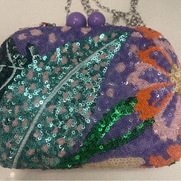 Price drop !!!!BOTANICAL GARDEN BEADED BAG - Picture 2 of 3
